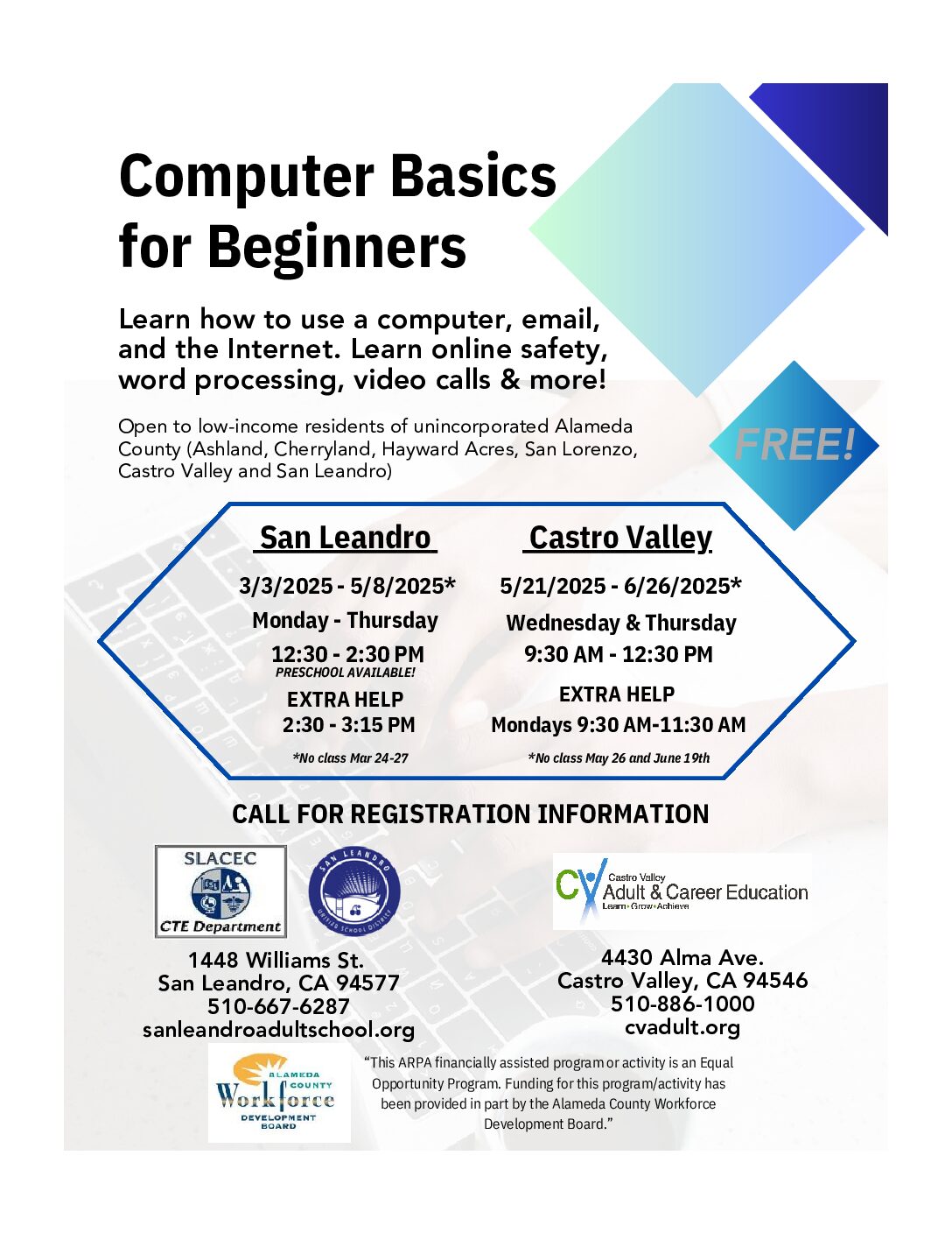 Computer Basics AARPA Flyer - Spring-Summer 2025 ARPA Flyer in English